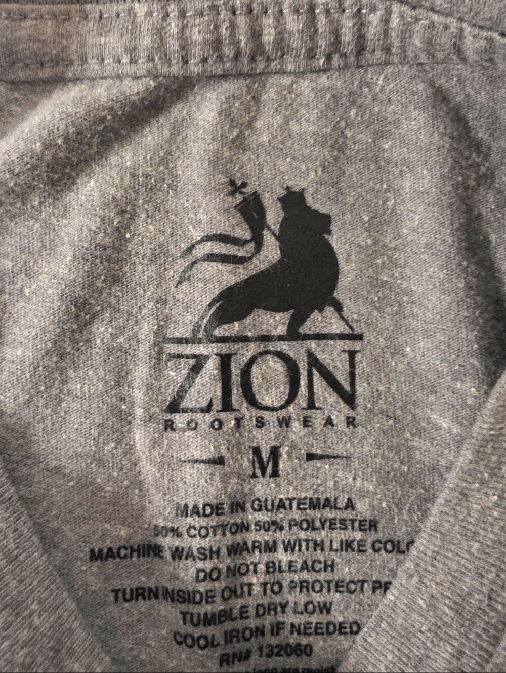 Bob Marley Zion Official Merchandise Gray Graphic Crew Neck T-Shirt - One Love - Picture 2 of 2